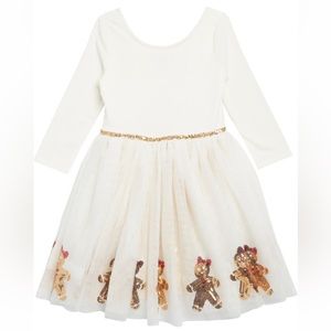 Toddler Girl Gingerbread Ivory Christmas Dress 5T